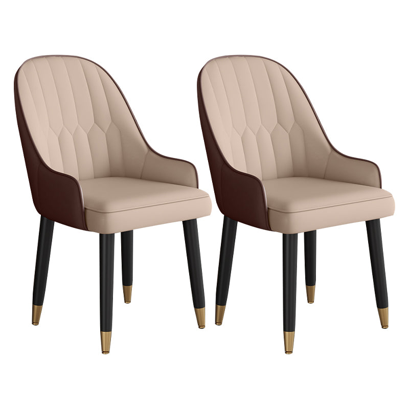 Glam Style Metal Dining Chairs Kitchen Dining Arm Side Chair (Set of 2) Beige Clearhalo ' kitchen&dining_furn' 'Dining Chairs' 'Dining Tables & Seating' 'dining_chair' 'furn' 'furn_dining_chair' 'Furniture' 'furniture_dining_chair' 'Kitchen & Dining Furniture' 'kitchen' 4344066