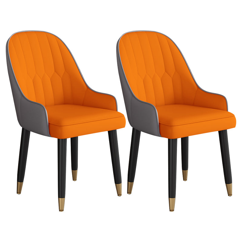Glam Style Metal Dining Chairs Kitchen Dining Arm Side Chair (Set of 2) Orange-Gray Clearhalo ' kitchen&dining_furn' 'Dining Chairs' 'Dining Tables & Seating' 'dining_chair' 'furn' 'furn_dining_chair' 'Furniture' 'furniture_dining_chair' 'Kitchen & Dining Furniture' 'kitchen' 4344070