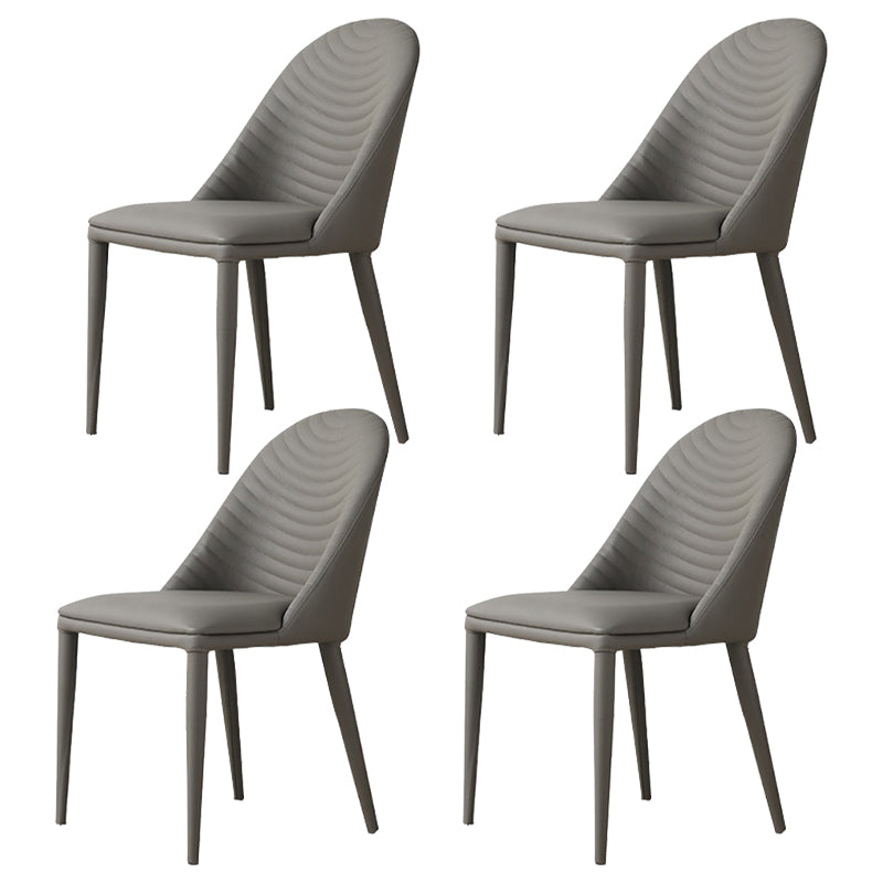 Contemporary Style Metal Dining Chair Parsons Armless Dining Side Chairs for Kitchen Dark Gray 4 Piece Set Clearhalo ' kitchen&dining_furn' 'Dining Chairs' 'Dining Tables & Seating' 'dining_chair' 'furn' 'furn_dining_chair' 'Furniture' 'furniture_dining_chair' 'Kitchen & Dining Furniture' 'kitchen' 4344082