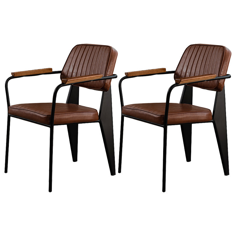 Industrial Style Leather Dining Chairs Open Back Upholstered Dining Side Chairs Coffee 2 Piece Set Clearhalo ' kitchen&dining_furn' 'Dining Chairs' 'Dining Tables & Seating' 'dining_chair' 'furn' 'furn_dining_chair' 'Furniture' 'furniture_dining_chair' 'Kitchen & Dining Furniture' 'kitchen' 4344107