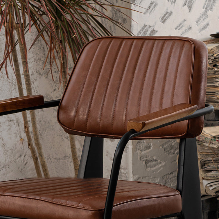 Industrial Style Leather Dining Chairs Open Back Upholstered Dining Side Chairs Clearhalo ' kitchen&dining_furn' 'Dining Chairs' 'Dining Tables & Seating' 'dining_chair' 'furn' 'furn_dining_chair' 'Furniture' 'furniture_dining_chair' 'Kitchen & Dining Furniture' 'kitchen' 4344112