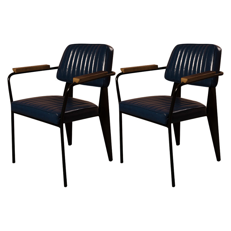 Industrial Style Leather Dining Chairs Open Back Upholstered Dining Side Chairs Dark Blue 2 Piece Set Clearhalo ' kitchen&dining_furn' 'Dining Chairs' 'Dining Tables & Seating' 'dining_chair' 'furn' 'furn_dining_chair' 'Furniture' 'furniture_dining_chair' 'Kitchen & Dining Furniture' 'kitchen' 4344113