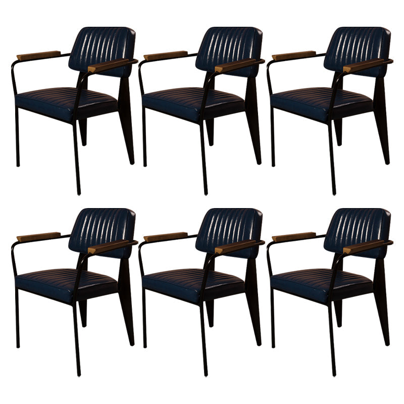 Industrial Style Leather Dining Chairs Open Back Upholstered Dining Side Chairs Dark Blue 6 Piece Set Clearhalo ' kitchen&dining_furn' 'Dining Chairs' 'Dining Tables & Seating' 'dining_chair' 'furn' 'furn_dining_chair' 'Furniture' 'furniture_dining_chair' 'Kitchen & Dining Furniture' 'kitchen' 4344116