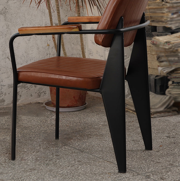 Industrial Style Leather Dining Chairs Open Back Upholstered Dining Side Chairs Clearhalo ' kitchen&dining_furn' 'Dining Chairs' 'Dining Tables & Seating' 'dining_chair' 'furn' 'furn_dining_chair' 'Furniture' 'furniture_dining_chair' 'Kitchen & Dining Furniture' 'kitchen' 4344117