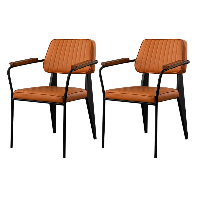 Industrial Style Leather Dining Chairs Open Back Upholstered Dining Side Chairs Orange 2 Piece Set Clearhalo ' kitchen&dining_furn' 'Dining Chairs' 'Dining Tables & Seating' 'dining_chair' 'furn' 'furn_dining_chair' 'Furniture' 'furniture_dining_chair' 'Kitchen & Dining Furniture' 'kitchen' 4344118