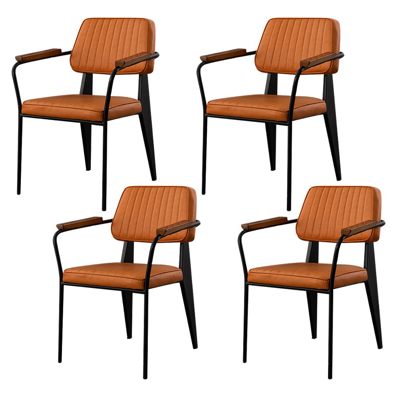 Industrial Style Leather Dining Chairs Open Back Upholstered Dining Side Chairs Orange 4 Piece Set Clearhalo ' kitchen&dining_furn' 'Dining Chairs' 'Dining Tables & Seating' 'dining_chair' 'furn' 'furn_dining_chair' 'Furniture' 'furniture_dining_chair' 'Kitchen & Dining Furniture' 'kitchen' 4344120