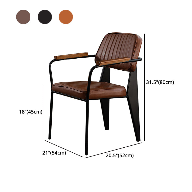 Industrial Style Leather Dining Chairs Open Back Upholstered Dining Side Chairs Clearhalo ' kitchen&dining_furn' 'Dining Chairs' 'Dining Tables & Seating' 'dining_chair' 'furn' 'furn_dining_chair' 'Furniture' 'furniture_dining_chair' 'Kitchen & Dining Furniture' 'kitchen' 4344123