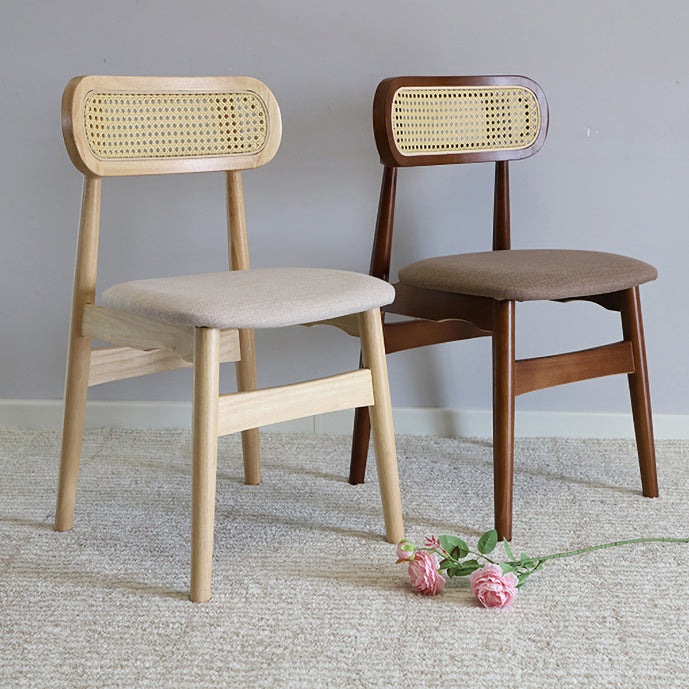 Upholstered Armless Dining Chairs Rattan Side Chairs with Wood Legs (Set of 2) Clearhalo ' kitchen&dining_furn' 'Dining Chairs' 'Dining Tables & Seating' 'dining_chair' 'furn' 'furn_dining_chair' 'Furniture' 'furniture_dining_chair' 'Kitchen & Dining Furniture' 'kitchen' 4344124