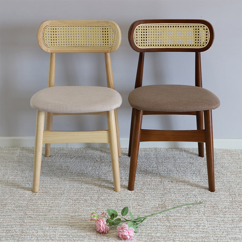 Upholstered Armless Dining Chairs Rattan Side Chairs with Wood Legs (Set of 2) Clearhalo ' kitchen&dining_furn' 'Dining Chairs' 'Dining Tables & Seating' 'dining_chair' 'furn' 'furn_dining_chair' 'Furniture' 'furniture_dining_chair' 'Kitchen & Dining Furniture' 'kitchen' 4344126
