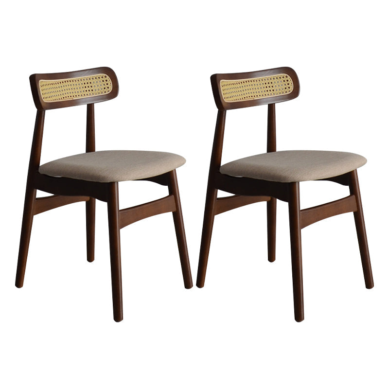 Upholstered Armless Dining Chairs Rattan Side Chairs with Wood Legs (Set of 2) Coffee 2 Piece Set Clearhalo ' kitchen&dining_furn' 'Dining Chairs' 'Dining Tables & Seating' 'dining_chair' 'furn' 'furn_dining_chair' 'Furniture' 'furniture_dining_chair' 'Kitchen & Dining Furniture' 'kitchen' 4344129