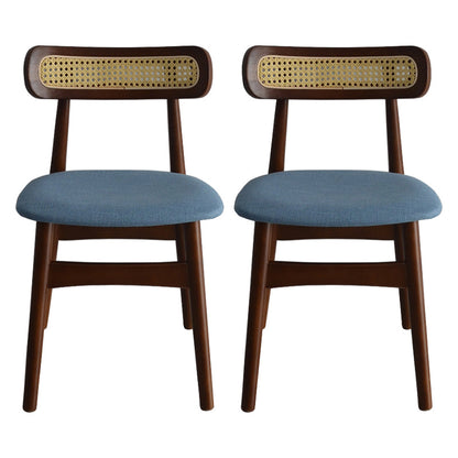 Upholstered Armless Dining Chairs Rattan Side Chairs with Wood Legs (Set of 2) Ocean Blue 2 Piece Set Clearhalo ' kitchen&dining_furn' 'Dining Chairs' 'Dining Tables & Seating' 'dining_chair' 'furn' 'furn_dining_chair' 'Furniture' 'furniture_dining_chair' 'Kitchen & Dining Furniture' 'kitchen' 4344130
