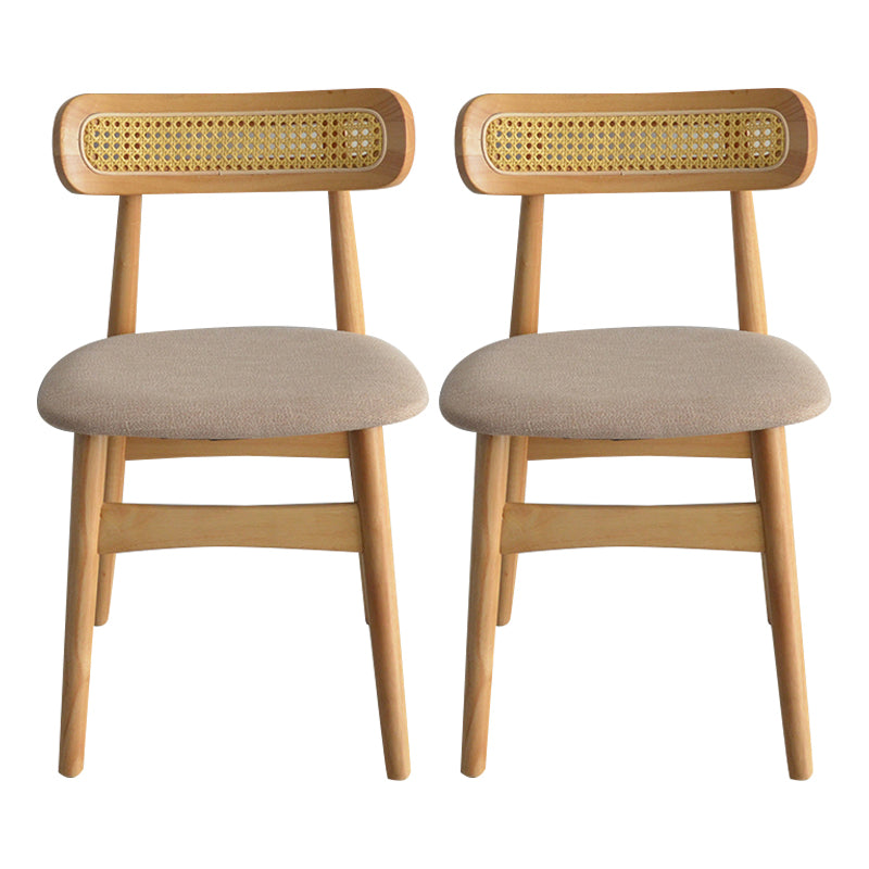 Upholstered Armless Dining Chairs Rattan Side Chairs with Wood Legs (Set of 2) Light Coffee 2 Piece Set Clearhalo ' kitchen&dining_furn' 'Dining Chairs' 'Dining Tables & Seating' 'dining_chair' 'furn' 'furn_dining_chair' 'Furniture' 'furniture_dining_chair' 'Kitchen & Dining Furniture' 'kitchen' 4344132