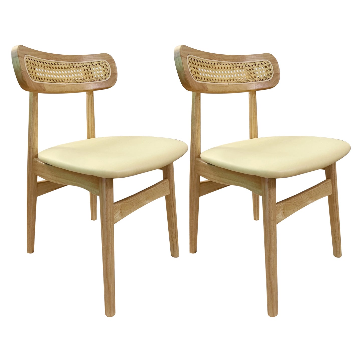 Upholstered Armless Dining Chairs Rattan Side Chairs with Wood Legs (Set of 2) Off-White 2 Piece Set Clearhalo ' kitchen&dining_furn' 'Dining Chairs' 'Dining Tables & Seating' 'dining_chair' 'furn' 'furn_dining_chair' 'Furniture' 'furniture_dining_chair' 'Kitchen & Dining Furniture' 'kitchen' 4344134