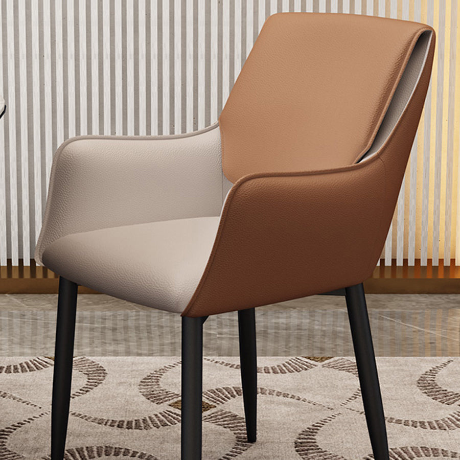 Scandinavian Home Arm Chair Metal Solid Back Upholstered Dining Room Chair Clearhalo ' kitchen&dining_furn' 'Dining Chairs' 'Dining Tables & Seating' 'dining_chair' 'furn' 'furn_dining_chair' 'Furniture' 'furniture_dining_chair' 'Kitchen & Dining Furniture' 'kitchen' 4344211