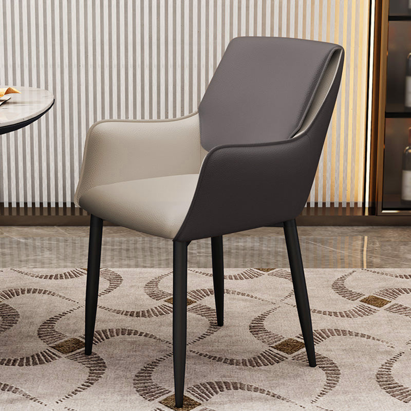 Scandinavian Home Arm Chair Metal Solid Back Upholstered Dining Room Chair Grey 1 Piece Clearhalo ' kitchen&dining_furn' 'Dining Chairs' 'Dining Tables & Seating' 'dining_chair' 'furn' 'furn_dining_chair' 'Furniture' 'furniture_dining_chair' 'Kitchen & Dining Furniture' 'kitchen' 4344212