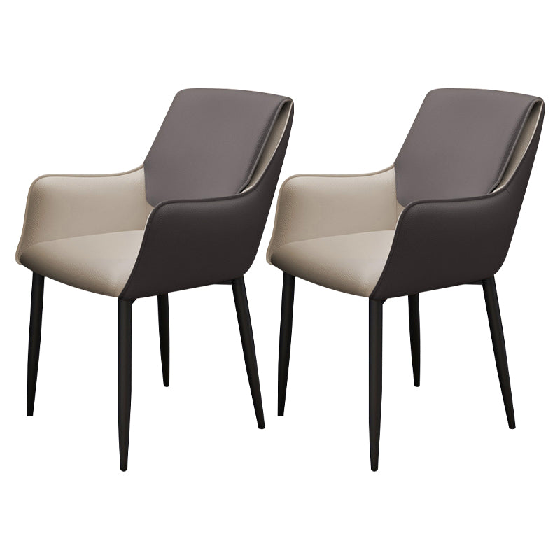 Scandinavian Home Arm Chair Metal Solid Back Upholstered Dining Room Chair Grey 2 Piece Set Clearhalo ' kitchen&dining_furn' 'Dining Chairs' 'Dining Tables & Seating' 'dining_chair' 'furn' 'furn_dining_chair' 'Furniture' 'furniture_dining_chair' 'Kitchen & Dining Furniture' 'kitchen' 4344214