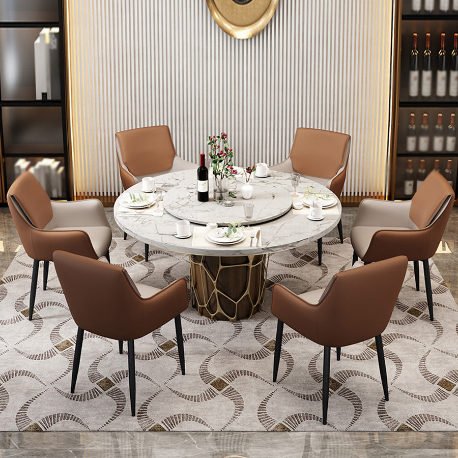 Scandinavian Home Arm Chair Metal Solid Back Upholstered Dining Room Chair Clearhalo ' kitchen&dining_furn' 'Dining Chairs' 'Dining Tables & Seating' 'dining_chair' 'furn' 'furn_dining_chair' 'Furniture' 'furniture_dining_chair' 'Kitchen & Dining Furniture' 'kitchen' 4344215