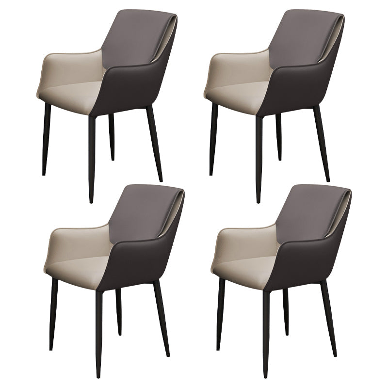 Scandinavian Home Arm Chair Metal Solid Back Upholstered Dining Room Chair Grey 4 Piece Set Clearhalo ' kitchen&dining_furn' 'Dining Chairs' 'Dining Tables & Seating' 'dining_chair' 'furn' 'furn_dining_chair' 'Furniture' 'furniture_dining_chair' 'Kitchen & Dining Furniture' 'kitchen' 4344216