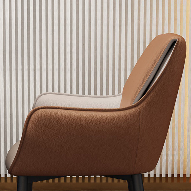 Scandinavian Home Arm Chair Metal Solid Back Upholstered Dining Room Chair Clearhalo ' kitchen&dining_furn' 'Dining Chairs' 'Dining Tables & Seating' 'dining_chair' 'furn' 'furn_dining_chair' 'Furniture' 'furniture_dining_chair' 'Kitchen & Dining Furniture' 'kitchen' 4344224