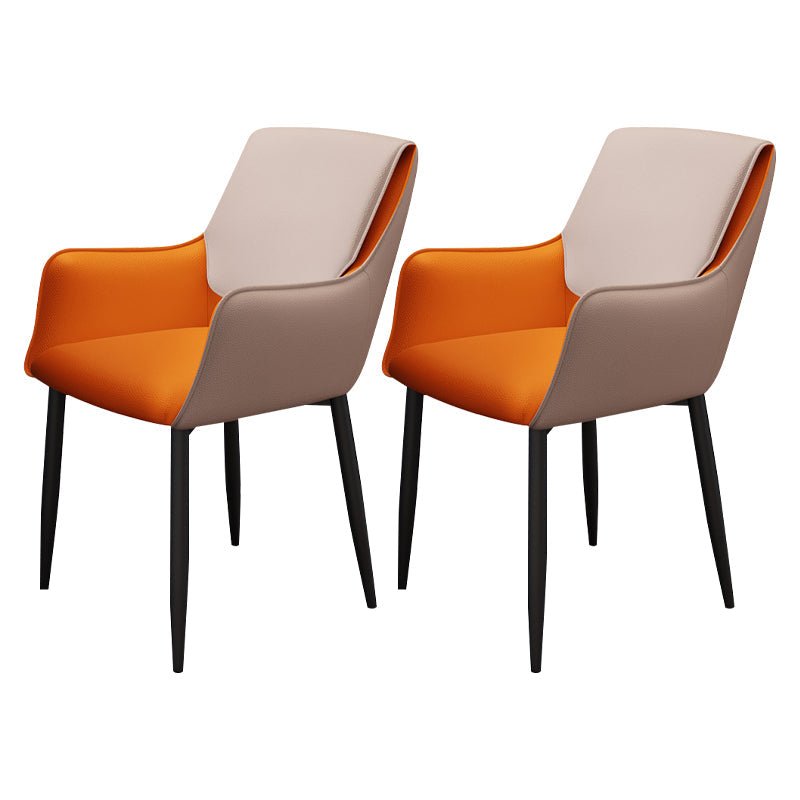 Scandinavian Home Arm Chair Metal Solid Back Upholstered Dining Room Chair Orange 2 Piece Set Clearhalo ' kitchen&dining_furn' 'Dining Chairs' 'Dining Tables & Seating' 'dining_chair' 'furn' 'furn_dining_chair' 'Furniture' 'furniture_dining_chair' 'Kitchen & Dining Furniture' 'kitchen' 4344225