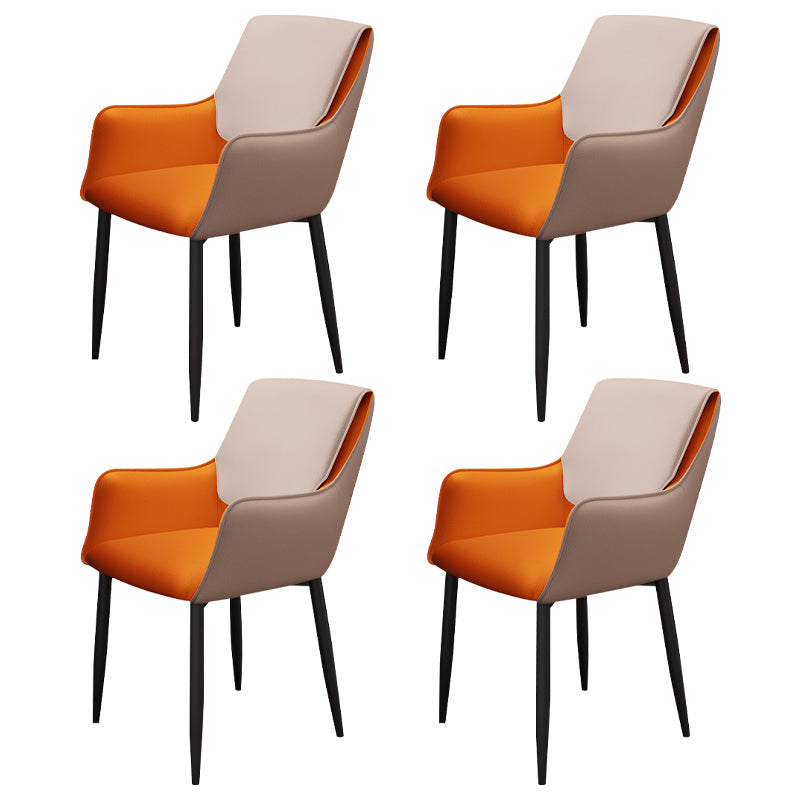 Scandinavian Home Arm Chair Metal Solid Back Upholstered Dining Room Chair Orange 4 Piece Set Clearhalo ' kitchen&dining_furn' 'Dining Chairs' 'Dining Tables & Seating' 'dining_chair' 'furn' 'furn_dining_chair' 'Furniture' 'furniture_dining_chair' 'Kitchen & Dining Furniture' 'kitchen' 4344227