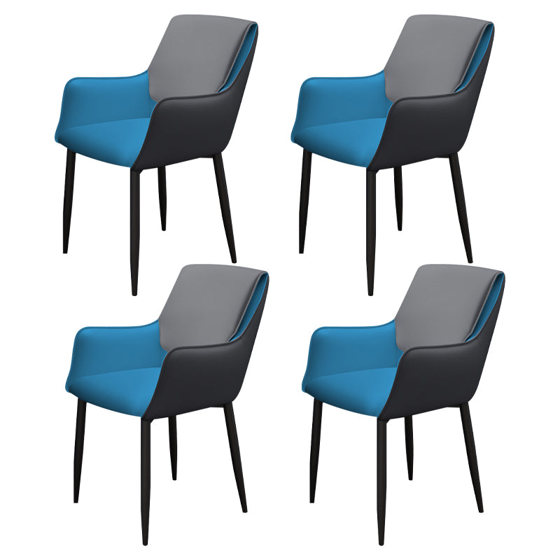 Scandinavian Home Arm Chair Metal Solid Back Upholstered Dining Room Chair Blue 4 Piece Set Clearhalo ' kitchen&dining_furn' 'Dining Chairs' 'Dining Tables & Seating' 'dining_chair' 'furn' 'furn_dining_chair' 'Furniture' 'furniture_dining_chair' 'Kitchen & Dining Furniture' 'kitchen' 4344237