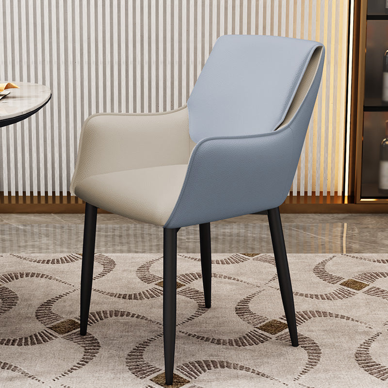 Scandinavian Home Arm Chair Metal Solid Back Upholstered Dining Room Chair Light Blue 1 Piece Clearhalo ' kitchen&dining_furn' 'Dining Chairs' 'Dining Tables & Seating' 'dining_chair' 'furn' 'furn_dining_chair' 'Furniture' 'furniture_dining_chair' 'Kitchen & Dining Furniture' 'kitchen' 4344238