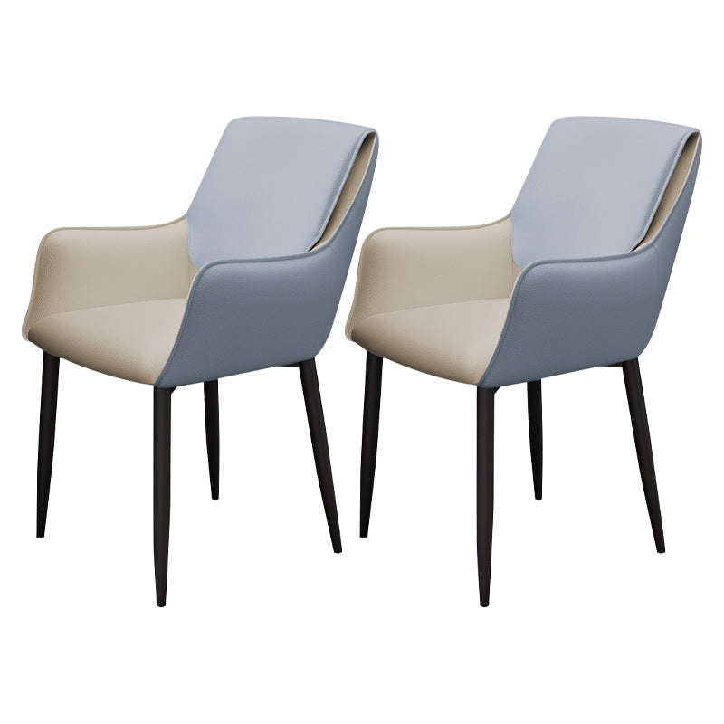 Scandinavian Home Arm Chair Metal Solid Back Upholstered Dining Room Chair Light Blue 2 Piece Set Clearhalo ' kitchen&dining_furn' 'Dining Chairs' 'Dining Tables & Seating' 'dining_chair' 'furn' 'furn_dining_chair' 'Furniture' 'furniture_dining_chair' 'Kitchen & Dining Furniture' 'kitchen' 4344239