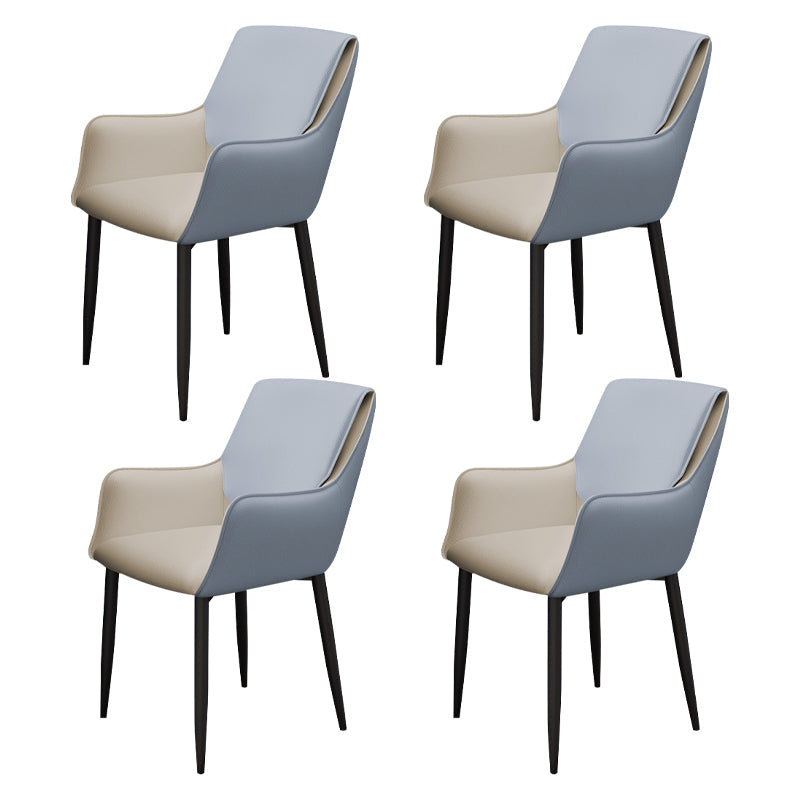 Scandinavian Home Arm Chair Metal Solid Back Upholstered Dining Room Chair Light Blue 4 Piece Set Clearhalo ' kitchen&dining_furn' 'Dining Chairs' 'Dining Tables & Seating' 'dining_chair' 'furn' 'furn_dining_chair' 'Furniture' 'furniture_dining_chair' 'Kitchen & Dining Furniture' 'kitchen' 4344240