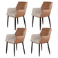 Scandinavian Home Arm Chair Metal Solid Back Upholstered Dining Room Chair Light Brown 4 Piece Set Clearhalo ' kitchen&dining_furn' 'Dining Chairs' 'Dining Tables & Seating' 'dining_chair' 'furn' 'furn_dining_chair' 'Furniture' 'furniture_dining_chair' 'Kitchen & Dining Furniture' 'kitchen' 4344243