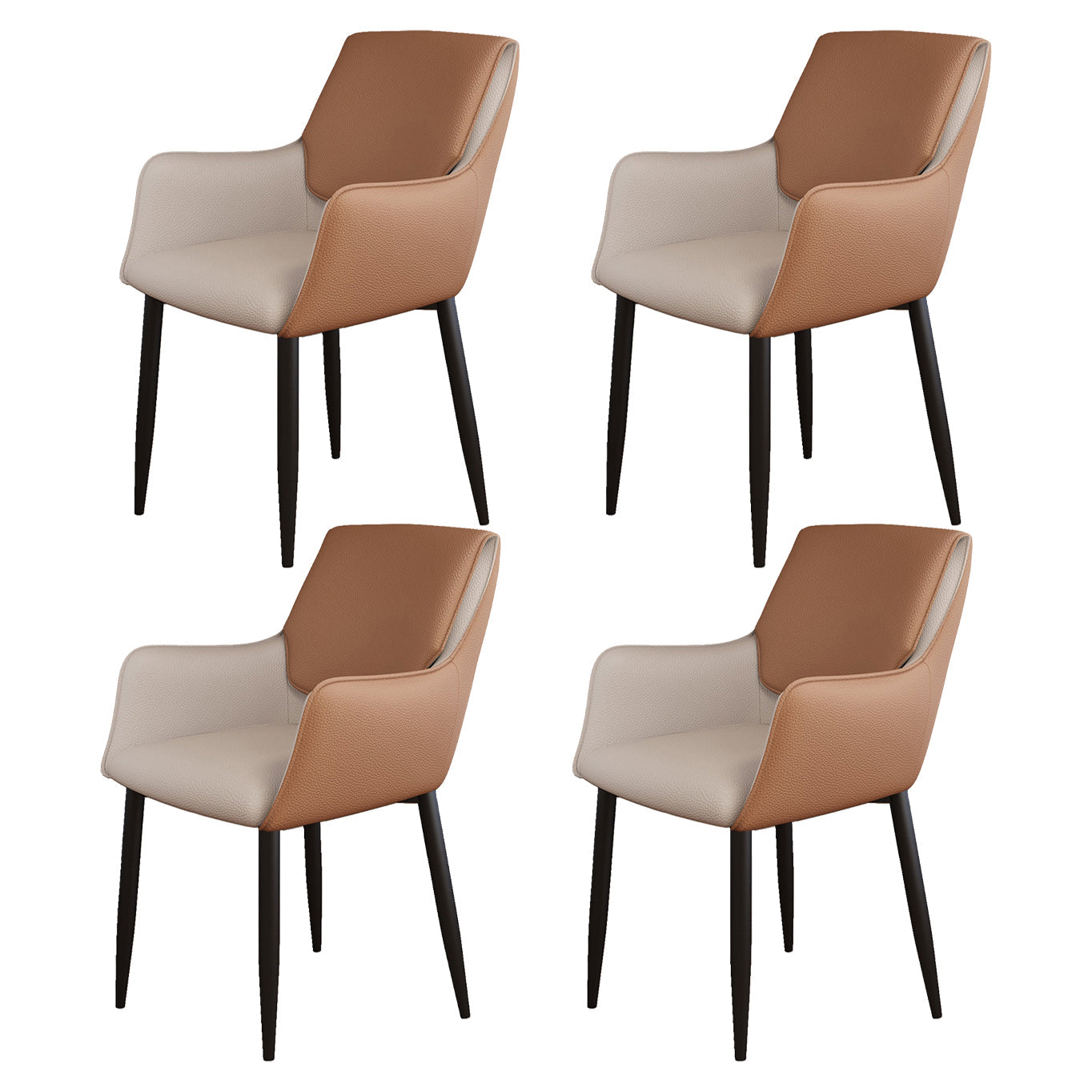Scandinavian Home Arm Chair Metal Solid Back Upholstered Dining Room Chair Light Brown 4 Piece Set Clearhalo ' kitchen&dining_furn' 'Dining Chairs' 'Dining Tables & Seating' 'dining_chair' 'furn' 'furn_dining_chair' 'Furniture' 'furniture_dining_chair' 'Kitchen & Dining Furniture' 'kitchen' 4344243