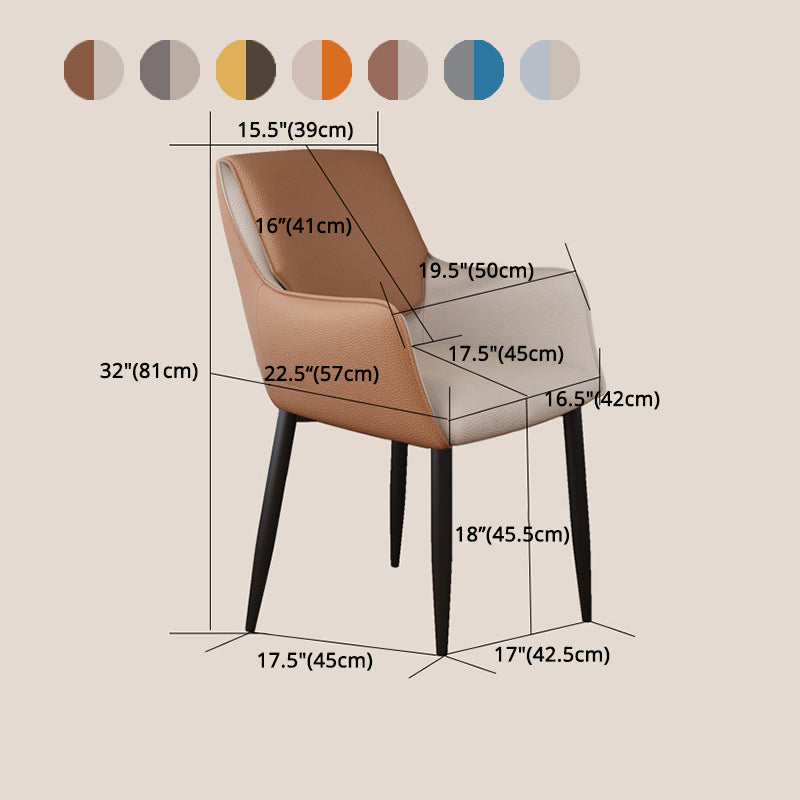 Scandinavian Home Arm Chair Metal Solid Back Upholstered Dining Room Chair Clearhalo ' kitchen&dining_furn' 'Dining Chairs' 'Dining Tables & Seating' 'dining_chair' 'furn' 'furn_dining_chair' 'Furniture' 'furniture_dining_chair' 'Kitchen & Dining Furniture' 'kitchen' 4344244