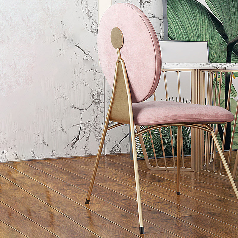 Nordic Style Metal Dining Room Chairs Open Back Side Armless Chair for Home Use Pink 1 Piece Clearhalo ' kitchen&dining_furn' 'Dining Chairs' 'Dining Tables & Seating' 'dining_chair' 'furn' 'furn_dining_chair' 'Furniture' 'furniture_dining_chair' 'Kitchen & Dining Furniture' 'kitchen' 4344260