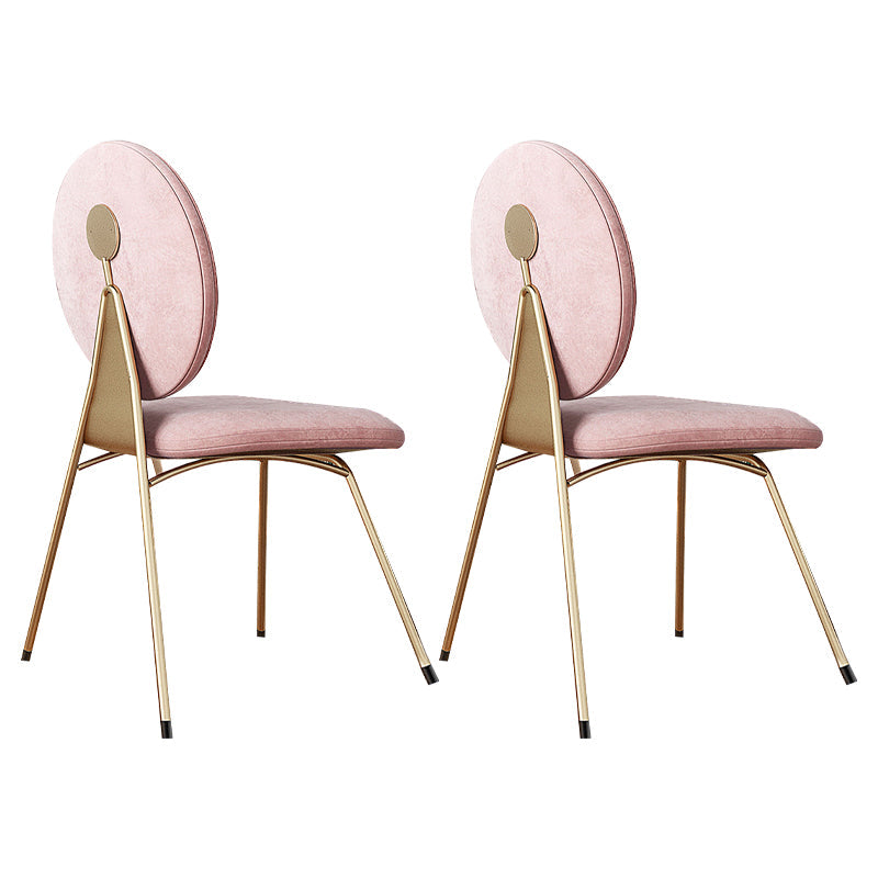 Nordic Style Metal Dining Room Chairs Open Back Side Armless Chair for Home Use Pink 2 Piece Set Clearhalo ' kitchen&dining_furn' 'Dining Chairs' 'Dining Tables & Seating' 'dining_chair' 'furn' 'furn_dining_chair' 'Furniture' 'furniture_dining_chair' 'Kitchen & Dining Furniture' 'kitchen' 4344261