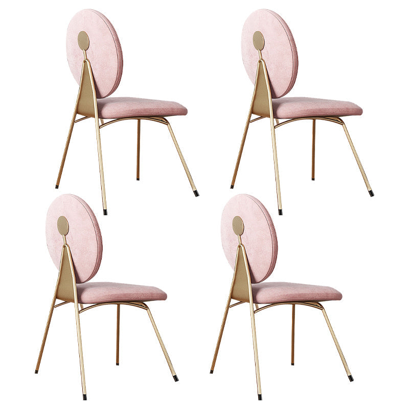 Nordic Style Metal Dining Room Chairs Open Back Side Armless Chair for Home Use Pink 4 Piece Set Clearhalo ' kitchen&dining_furn' 'Dining Chairs' 'Dining Tables & Seating' 'dining_chair' 'furn' 'furn_dining_chair' 'Furniture' 'furniture_dining_chair' 'Kitchen & Dining Furniture' 'kitchen' 4344262
