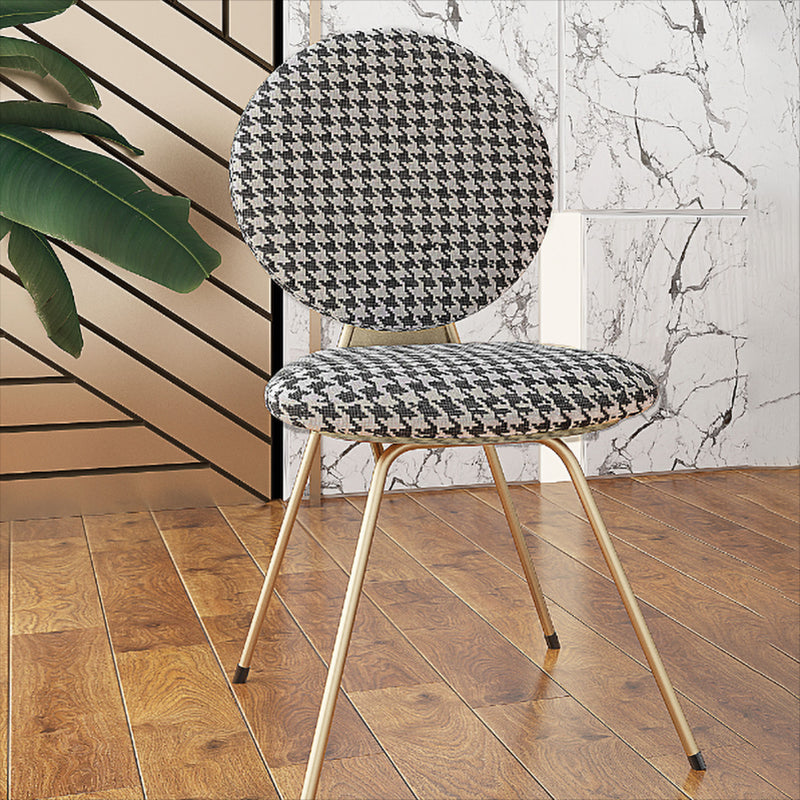 Nordic Style Metal Dining Room Chairs Open Back Side Armless Chair for Home Use Black-White 1 Piece Clearhalo ' kitchen&dining_furn' 'Dining Chairs' 'Dining Tables & Seating' 'dining_chair' 'furn' 'furn_dining_chair' 'Furniture' 'furniture_dining_chair' 'Kitchen & Dining Furniture' 'kitchen' 4344266