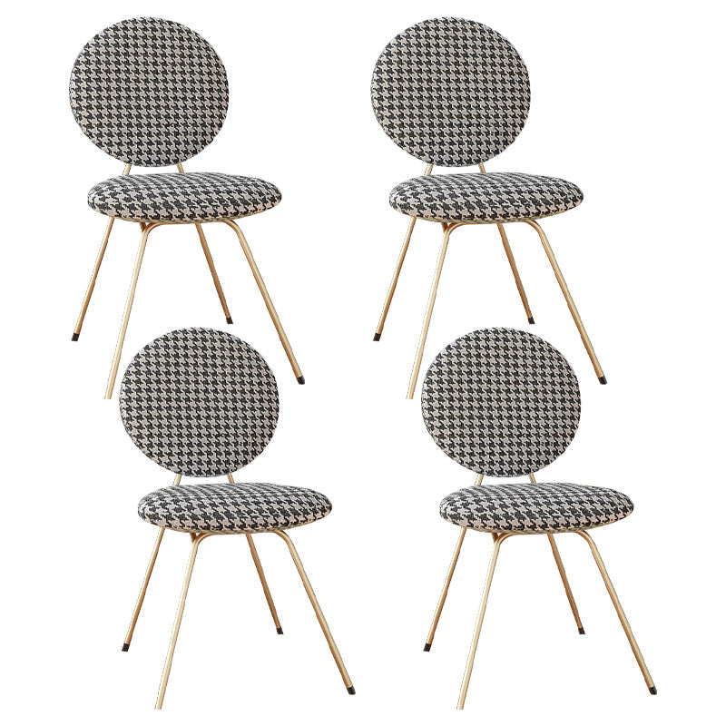 Nordic Style Metal Dining Room Chairs Open Back Side Armless Chair for Home Use Black-White 4 Piece Set Clearhalo ' kitchen&dining_furn' 'Dining Chairs' 'Dining Tables & Seating' 'dining_chair' 'furn' 'furn_dining_chair' 'Furniture' 'furniture_dining_chair' 'Kitchen & Dining Furniture' 'kitchen' 4344268