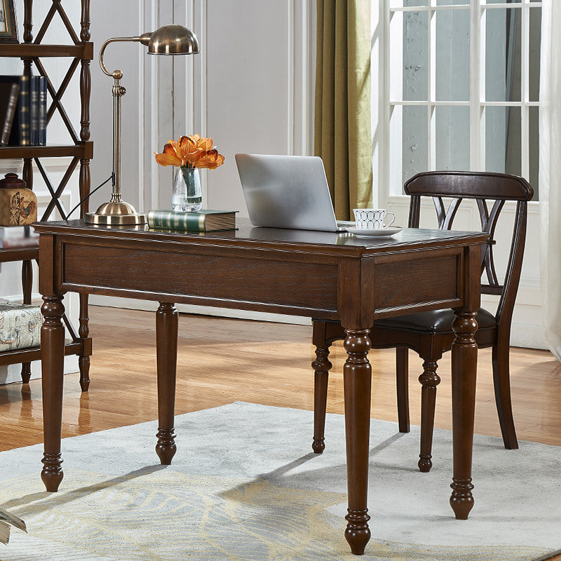 Solid Wood Mid-Century Modern Table Rectangle Rubberwood Top Table for Home Walnut 55.1"L x 23.6"W x 29.5"H Without Chairs Clearhalo ' dining_table' 'Dining Tables & Seating' 'Dining Tables' 'furn' 'furn_dining_table' 'Furniture' 'furniture_dining_table' 'Kitchen & Dining Furniture' 'kitchen&dining_furn' 'kitchen' 'kitchen_dining_table' 4344271