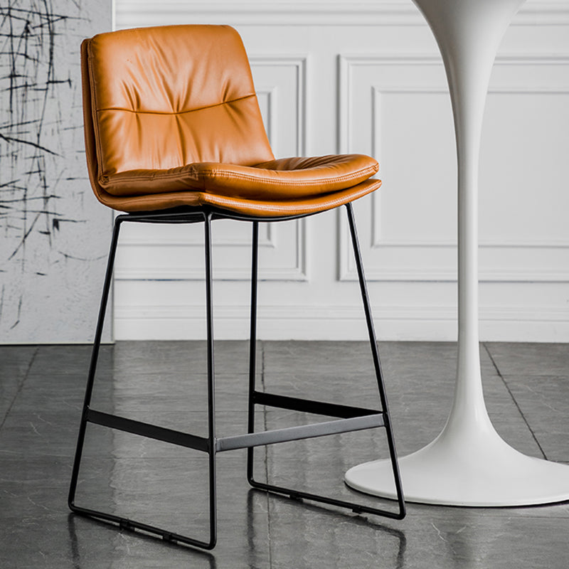 Modern Bucket Low Back Bar Stool Iron Legs Footrest Indoor Counter Stool Clearhalo 'Bar Furniture' 'Bar Stools' 'bar_stools' 'furn' 'furn_bar_stools' 'furniture_bar_stools' 'Kitchen & Dining Furniture' 'kitchen&dining_furn' 'kitchen' 'kitchen_furn' Furniture' 4344283
