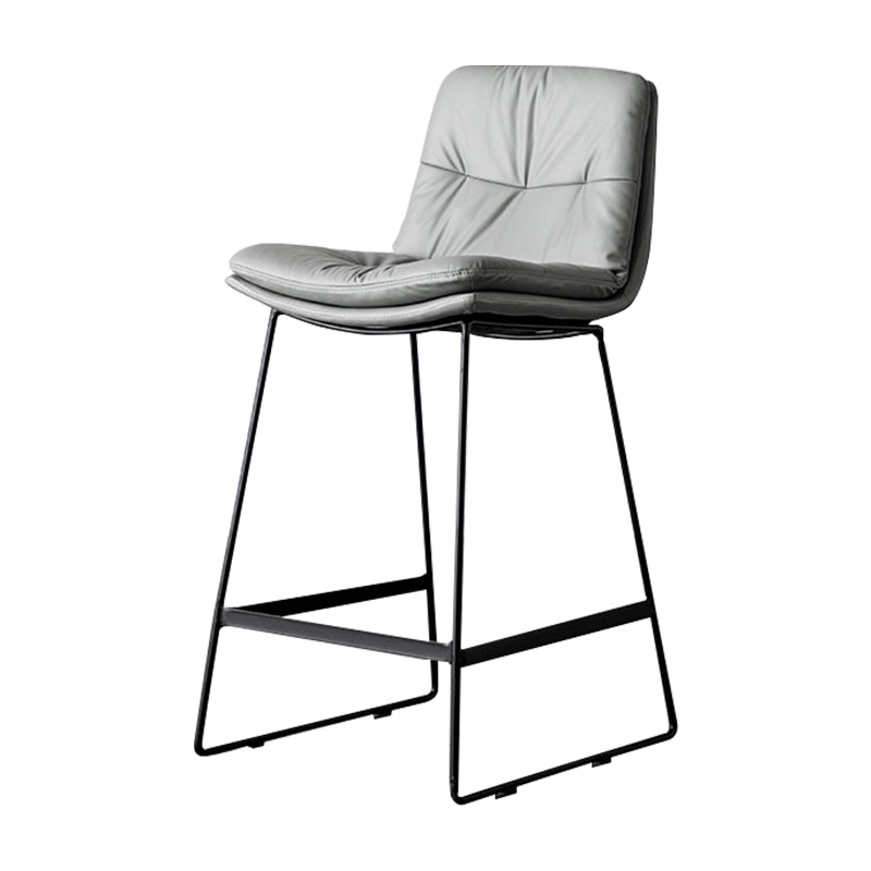 Modern Bucket Low Back Bar Stool Iron Legs Footrest Indoor Counter Stool Light Gray Counter Stool(26"H) Clearhalo 'Bar Furniture' 'Bar Stools' 'bar_stools' 'furn' 'furn_bar_stools' 'furniture_bar_stools' 'Kitchen & Dining Furniture' 'kitchen&dining_furn' 'kitchen' 'kitchen_furn' Furniture' 4344284