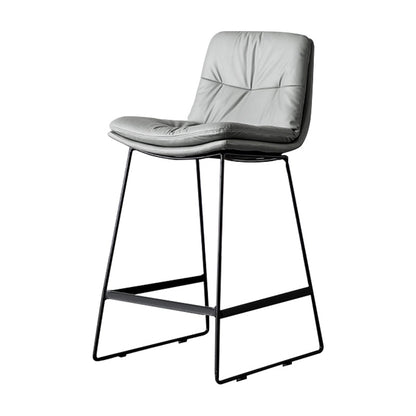 Modern Bucket Low Back Bar Stool Iron Legs Footrest Indoor Counter Stool Light Gray Counter Stool(26"H) Clearhalo 'Bar Furniture' 'Bar Stools' 'bar_stools' 'furn' 'furn_bar_stools' 'furniture_bar_stools' 'Kitchen & Dining Furniture' 'kitchen&dining_furn' 'kitchen' 'kitchen_furn' Furniture' 4344284