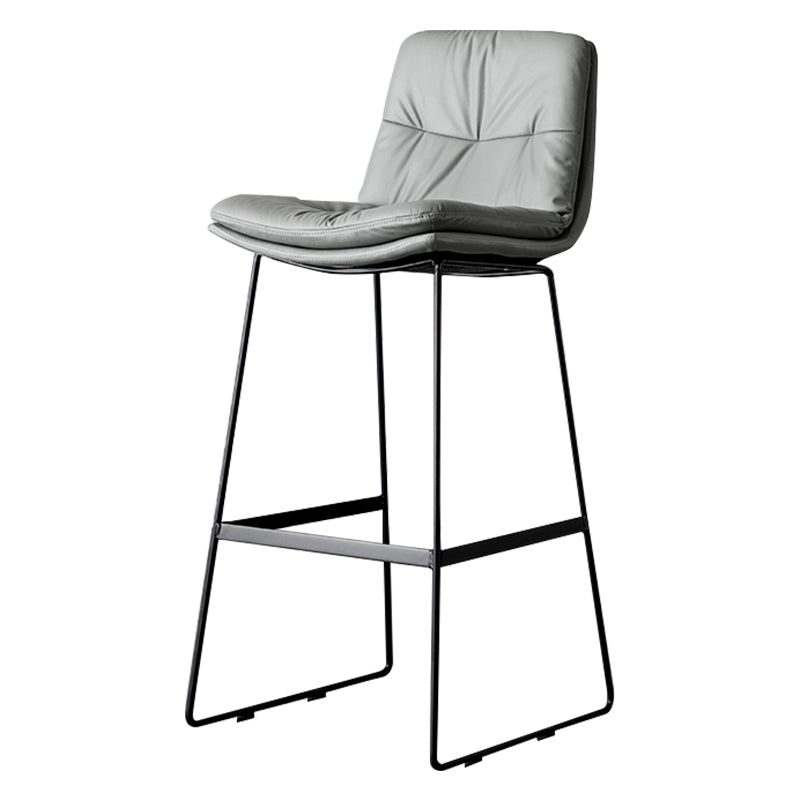 Modern Bucket Low Back Bar Stool Iron Legs Footrest Indoor Counter Stool Light Gray Bar Stool(30"H) Clearhalo 'Bar Furniture' 'Bar Stools' 'bar_stools' 'furn' 'furn_bar_stools' 'furniture_bar_stools' 'Kitchen & Dining Furniture' 'kitchen&dining_furn' 'kitchen' 'kitchen_furn' Furniture' 4344285