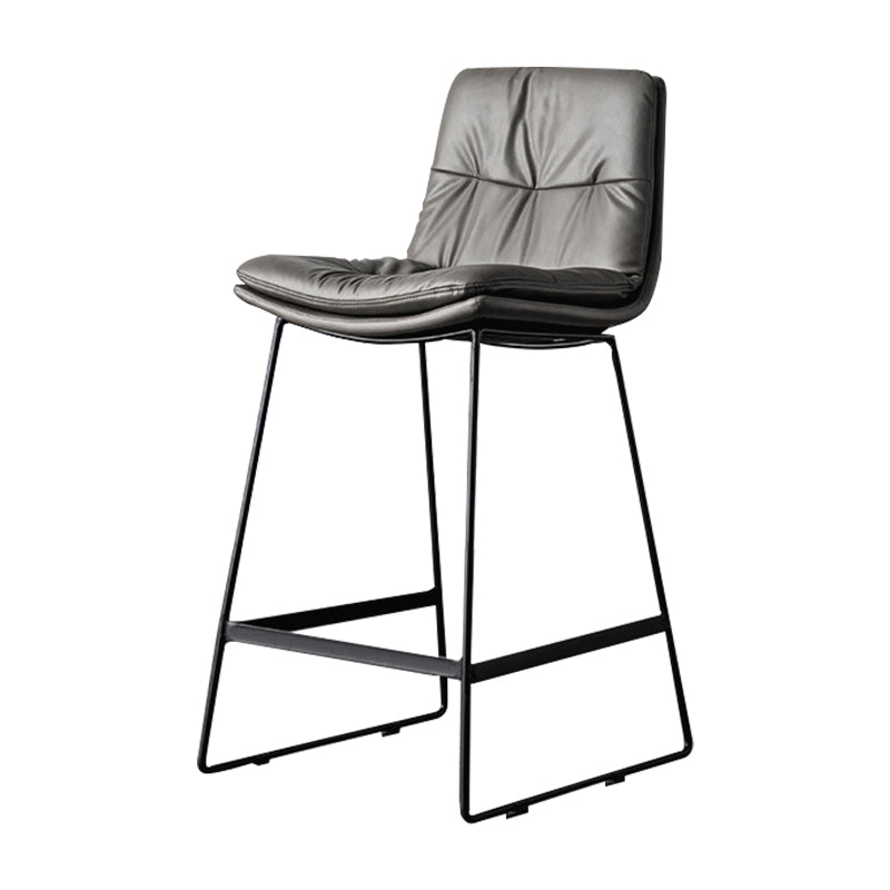 Modern Bucket Low Back Bar Stool Iron Legs Footrest Indoor Counter Stool Dark Gray Counter Stool(26"H) Clearhalo 'Bar Furniture' 'Bar Stools' 'bar_stools' 'furn' 'furn_bar_stools' 'furniture_bar_stools' 'Kitchen & Dining Furniture' 'kitchen&dining_furn' 'kitchen' 'kitchen_furn' Furniture' 4344287