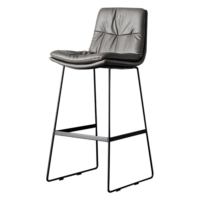 Modern Bucket Low Back Bar Stool Iron Legs Footrest Indoor Counter Stool Dark Gray Bar Stool(30"H) Clearhalo 'Bar Furniture' 'Bar Stools' 'bar_stools' 'furn' 'furn_bar_stools' 'furniture_bar_stools' 'Kitchen & Dining Furniture' 'kitchen&dining_furn' 'kitchen' 'kitchen_furn' Furniture' 4344289