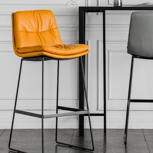 Modern Bucket Low Back Bar Stool Iron Legs Footrest Indoor Counter Stool Clearhalo 'Bar Furniture' 'Bar Stools' 'bar_stools' 'furn' 'furn_bar_stools' 'furniture_bar_stools' 'Kitchen & Dining Furniture' 'kitchen&dining_furn' 'kitchen' 'kitchen_furn' Furniture' 4344301