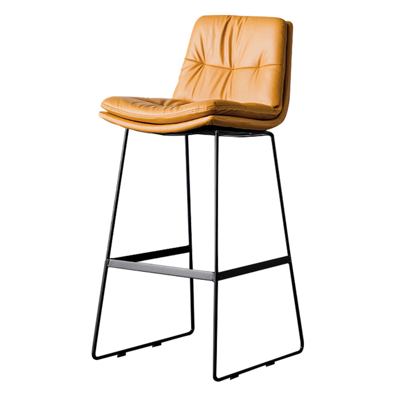 Modern Bucket Low Back Bar Stool Iron Legs Footrest Indoor Counter Stool Orange Bar Stool(30"H) Clearhalo 'Bar Furniture' 'Bar Stools' 'bar_stools' 'furn' 'furn_bar_stools' 'furniture_bar_stools' 'Kitchen & Dining Furniture' 'kitchen&dining_furn' 'kitchen' 'kitchen_furn' Furniture' 4344302