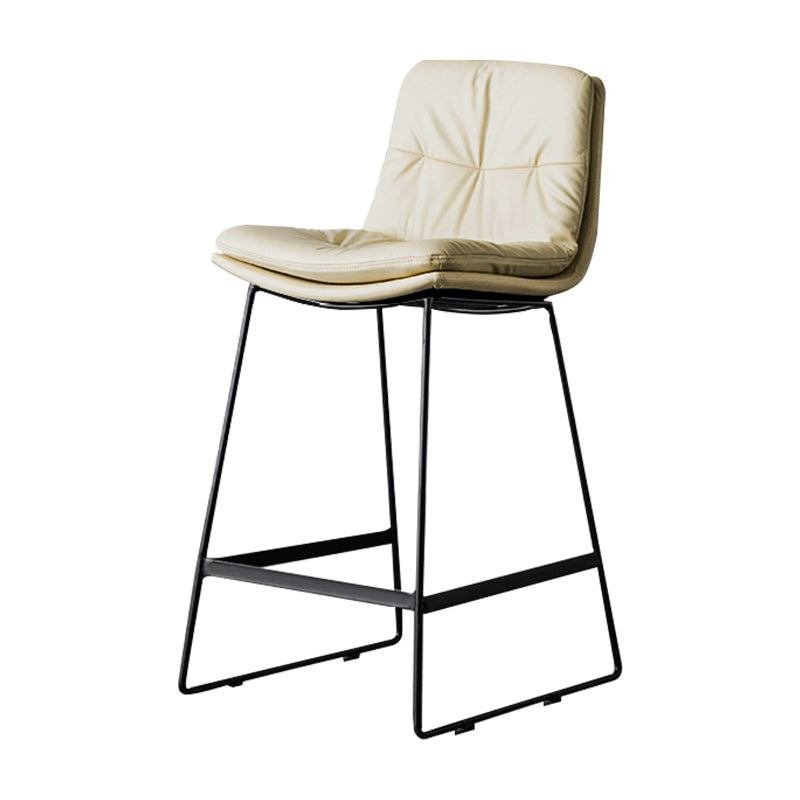Modern Bucket Low Back Bar Stool Iron Legs Footrest Indoor Counter Stool Beige Counter Stool(26"H) Clearhalo 'Bar Furniture' 'Bar Stools' 'bar_stools' 'furn' 'furn_bar_stools' 'furniture_bar_stools' 'Kitchen & Dining Furniture' 'kitchen&dining_furn' 'kitchen' 'kitchen_furn' Furniture' 4344304