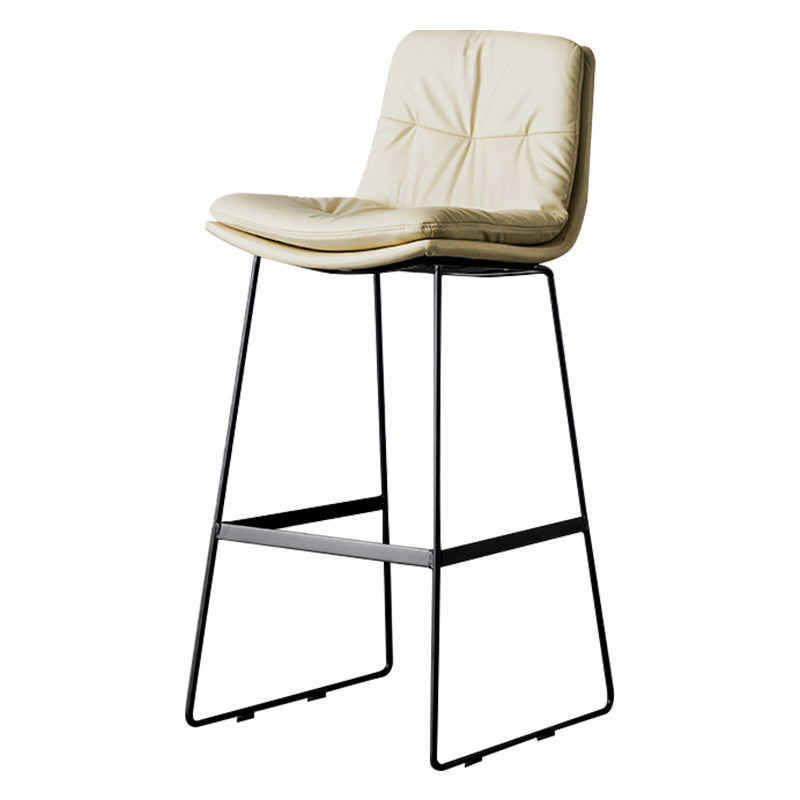 Modern Bucket Low Back Bar Stool Iron Legs Footrest Indoor Counter Stool Beige Bar Stool(30"H) Clearhalo 'Bar Furniture' 'Bar Stools' 'bar_stools' 'furn' 'furn_bar_stools' 'furniture_bar_stools' 'Kitchen & Dining Furniture' 'kitchen&dining_furn' 'kitchen' 'kitchen_furn' Furniture' 4344305