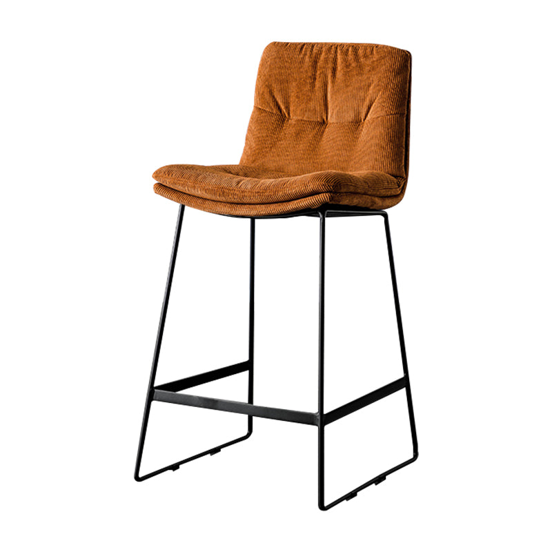 Modern Bucket Low Back Bar Stool Iron Legs Footrest Indoor Counter Stool Red Brown Counter Stool(26"H) Clearhalo 'Bar Furniture' 'Bar Stools' 'bar_stools' 'furn' 'furn_bar_stools' 'furniture_bar_stools' 'Kitchen & Dining Furniture' 'kitchen&dining_furn' 'kitchen' 'kitchen_furn' Furniture' 4344308