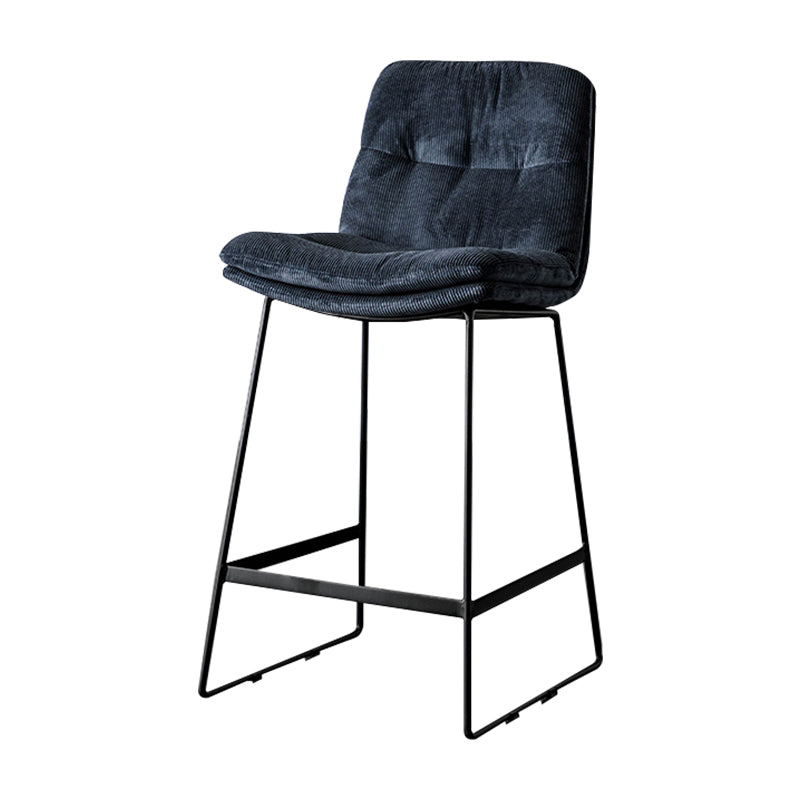 Modern Bucket Low Back Bar Stool Iron Legs Footrest Indoor Counter Stool Navy Blue Counter Stool(26"H) Clearhalo 'Bar Furniture' 'Bar Stools' 'bar_stools' 'furn' 'furn_bar_stools' 'furniture_bar_stools' 'Kitchen & Dining Furniture' 'kitchen&dining_furn' 'kitchen' 'kitchen_furn' Furniture' 4344314